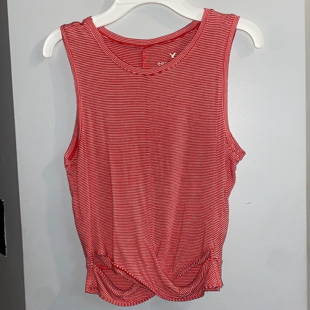 Red & White striped american eagle tank top